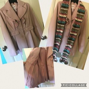 Candie’s Ruffle Peacoat in blush. Comes w/ scarf.